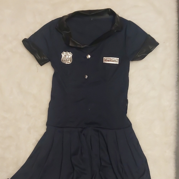 Blue and Black Halloween Cop Costume with Cap and Belt - Picture 2 of 5